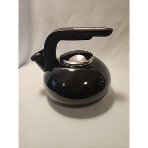 KitchenAid Enamel Teapot Kettle Black Stovetop Whistling Handle 2‎ Quart Cozy